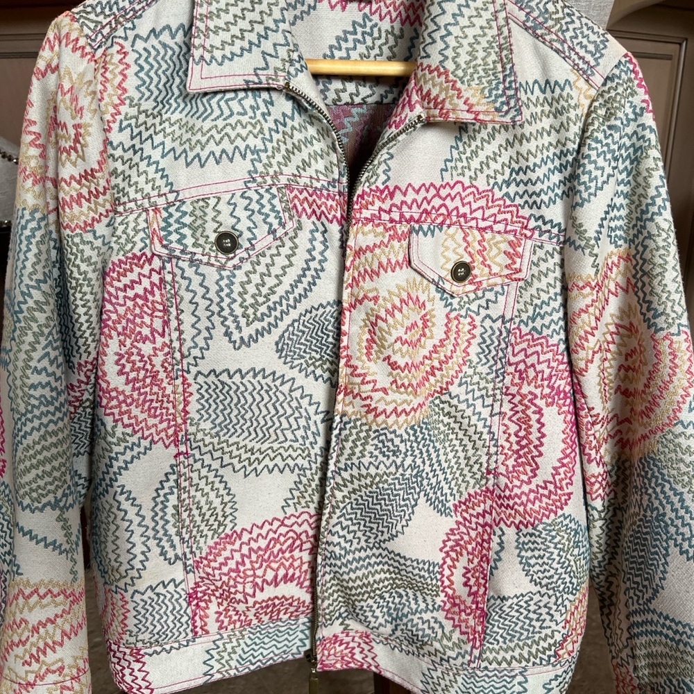 Christopher & Banks Patterned Zip Jacket Size M Lightweight Like New